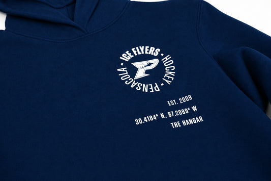 Ice Flyers Youth P Logo Navy Hoodie