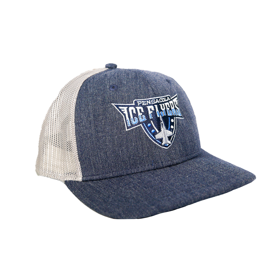 Navy and Grey Shield Logo Mesh Trucker Hat