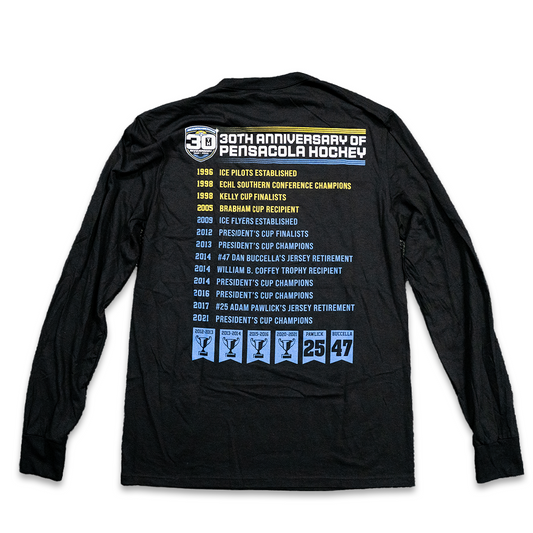 Ice Flyers 30th Anniversary Graphic LS T-shirt back