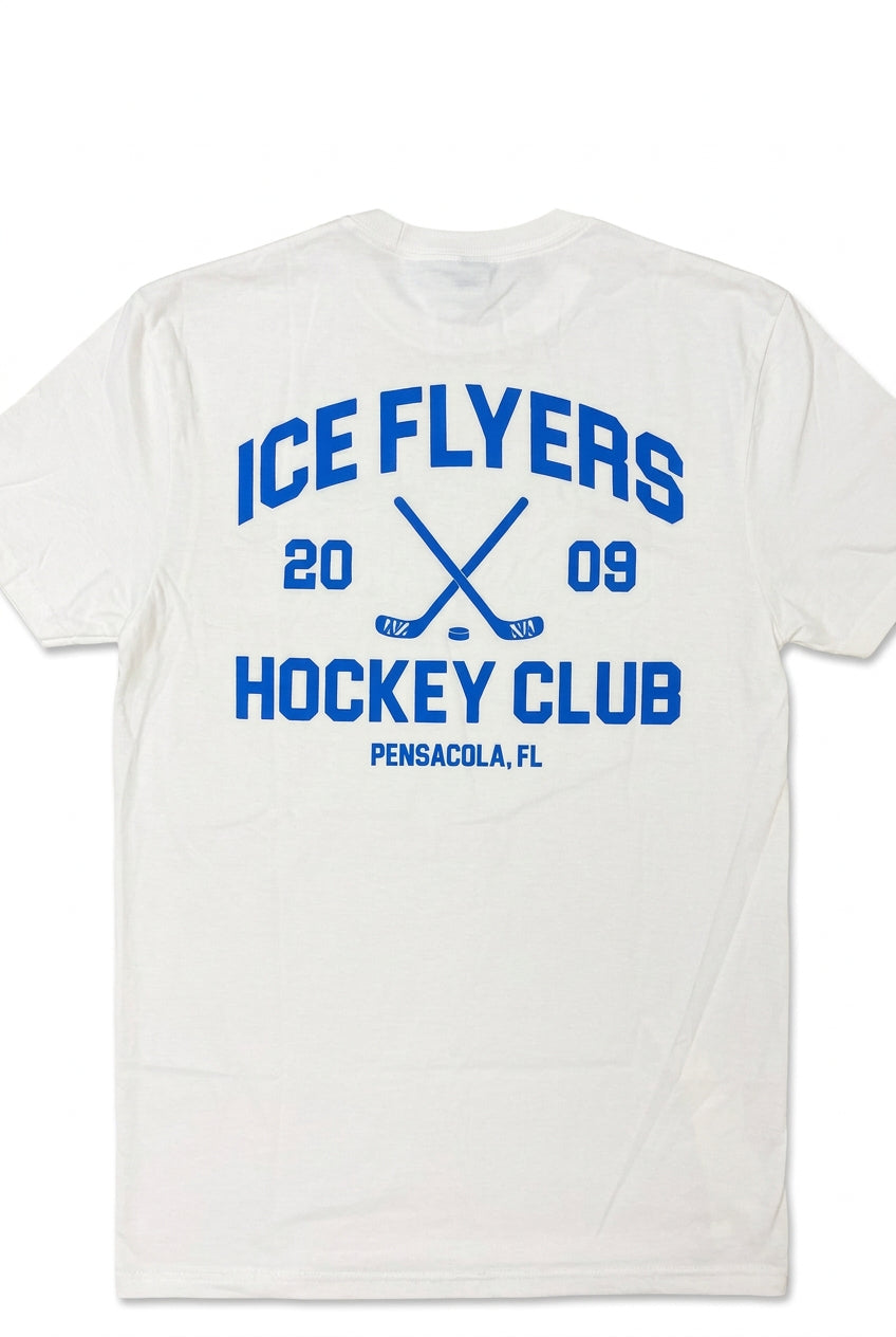 Ice Flyers Adult Front & Back Sticks T-shirt back 