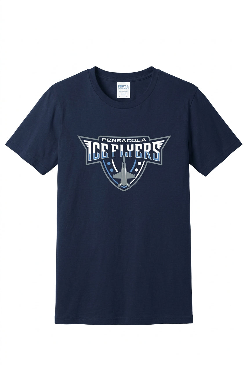Ice Flyers Adult Primary Shield T-shirt navy
