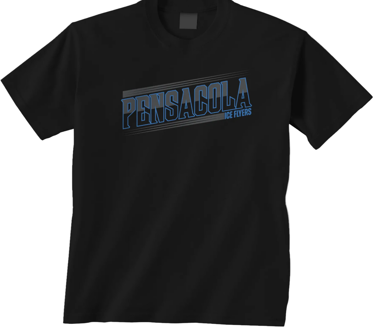 Ice Flyers Slanted Wordmark Black T-shirt 