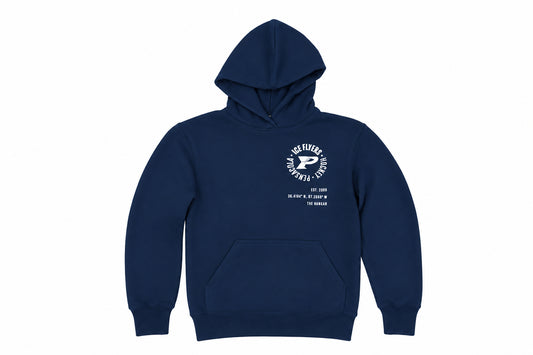 Ice Flyers Youth P Logo Navy Hoodie front 
