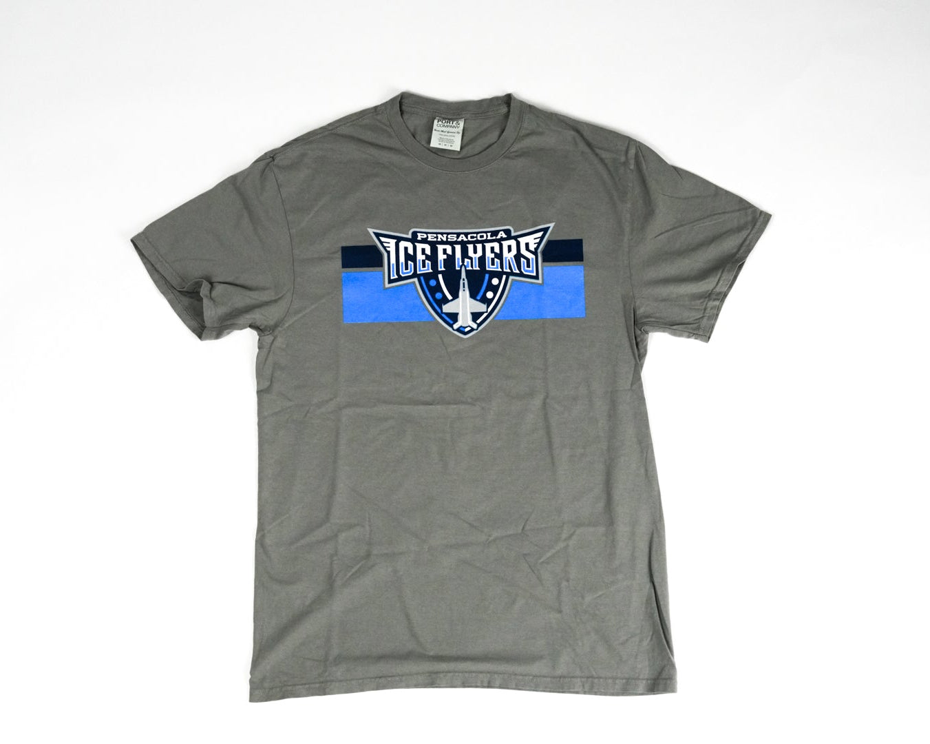 Striped Shield Logo Grey T-Shirt