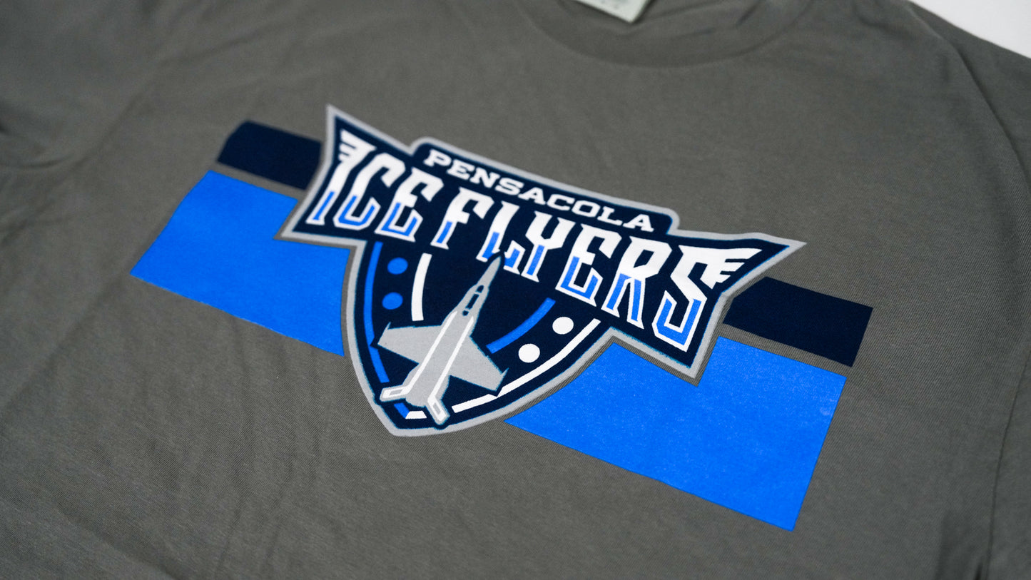 Striped Shield Logo Grey T-Shirt