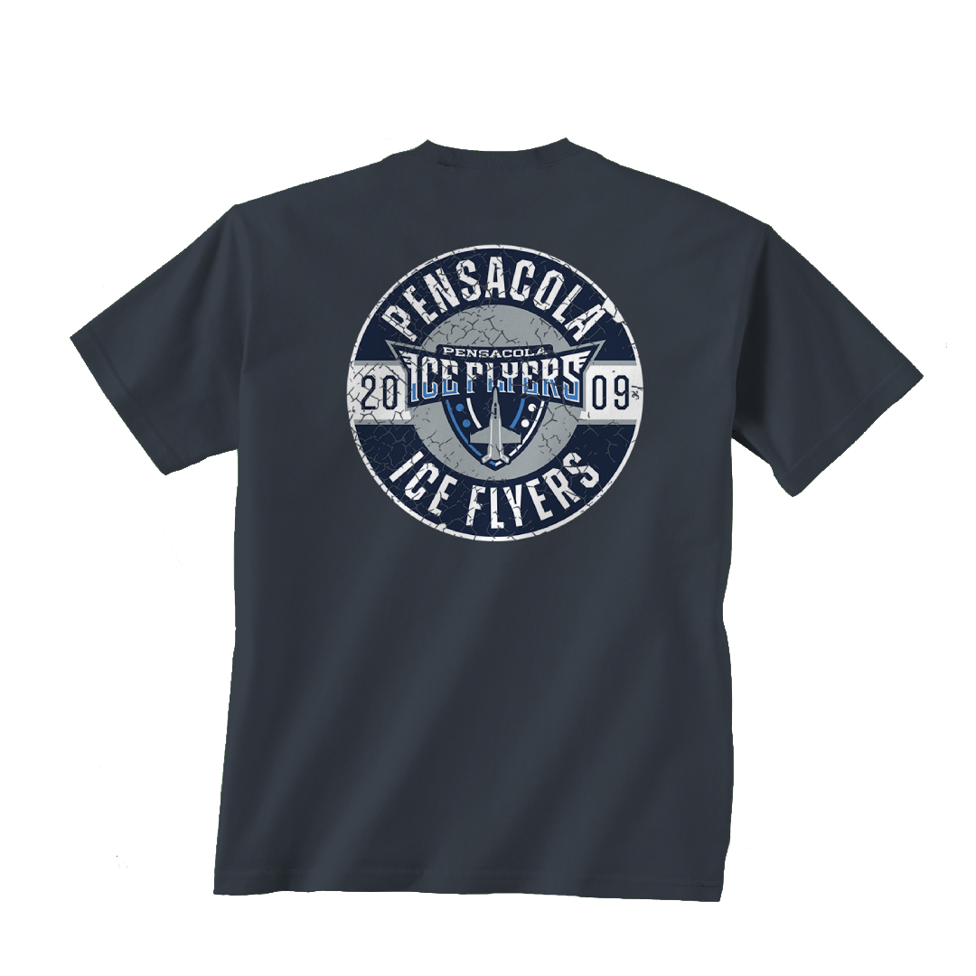 Ice Flyers Distressed Circle Charcoal T-Shirt