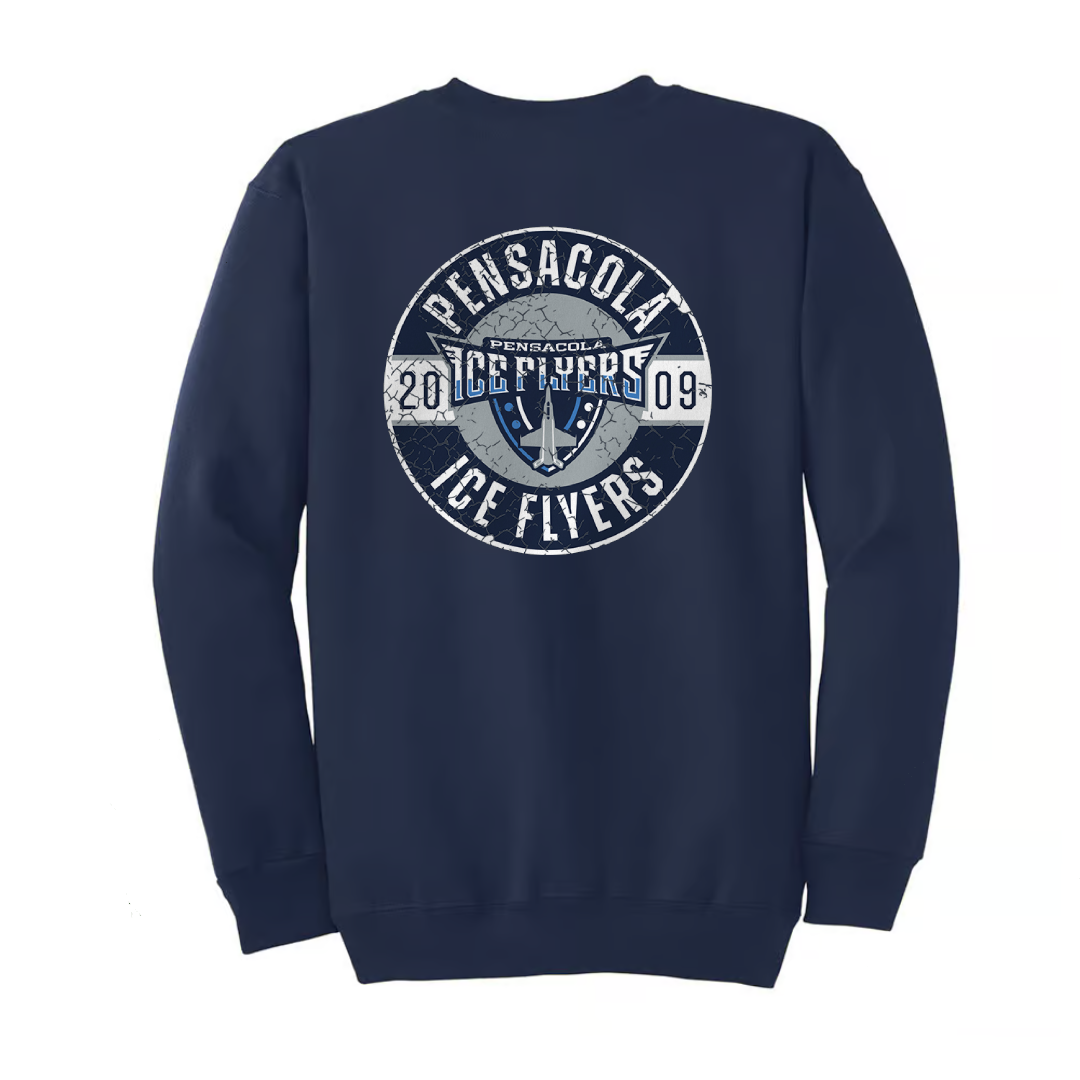 Ice Flyers Distressed Circle Crewneck