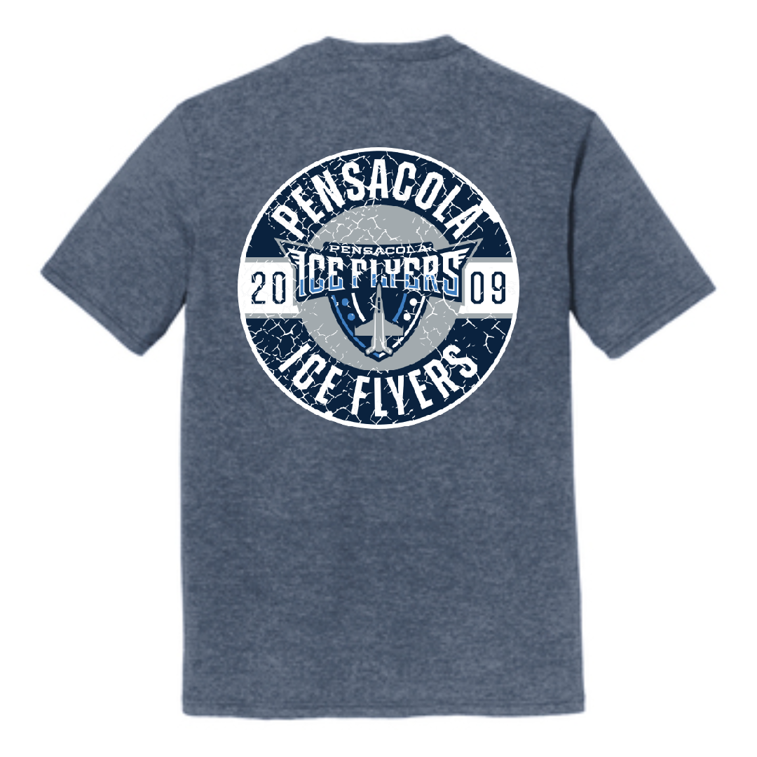 Ice Flyers Distressed Circle Navy T-Shirt